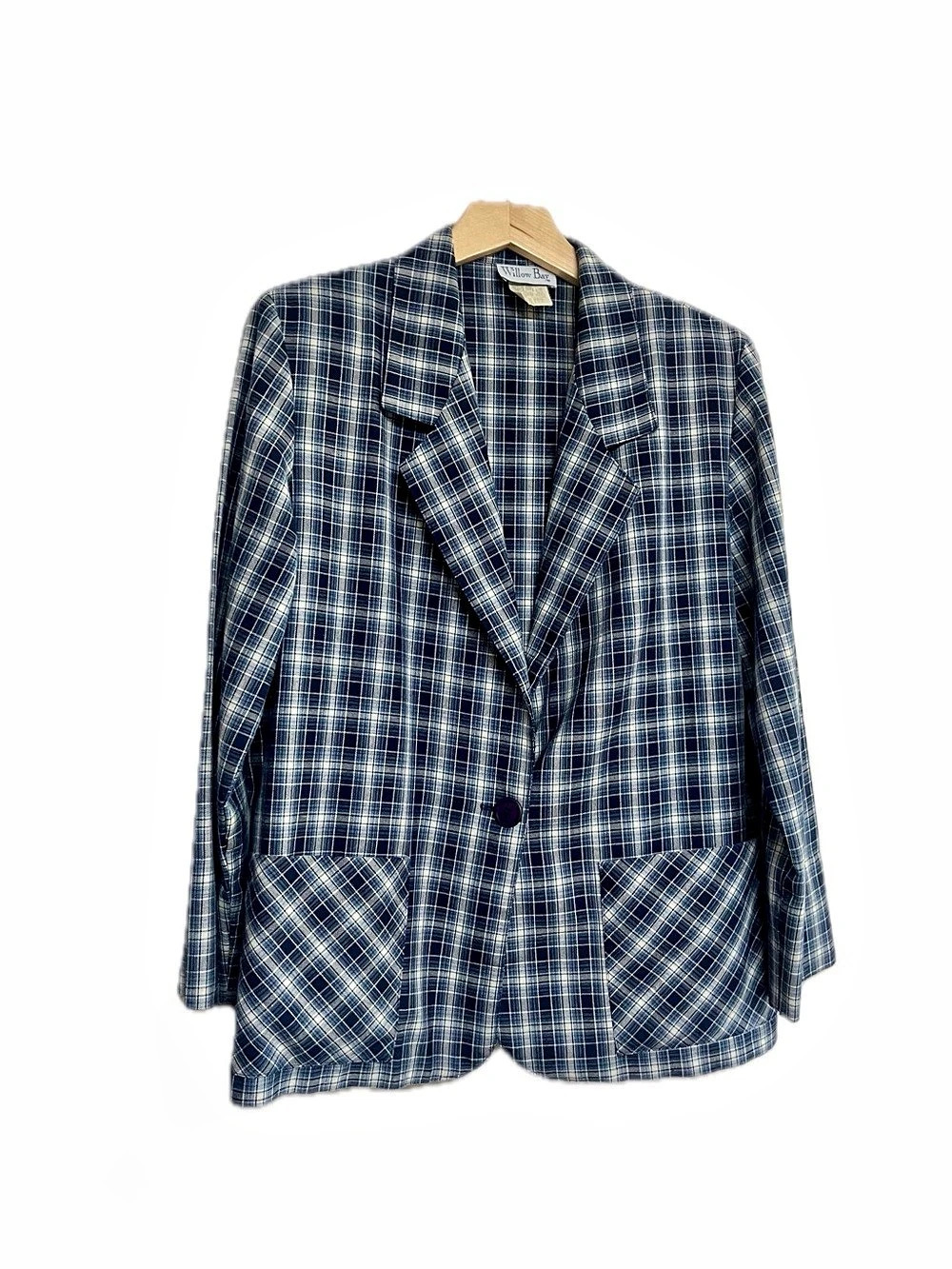 Willow Bay Plaid Blazer in Blue & White